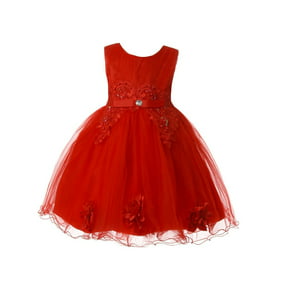 12mo Girl/'s Holiday Dress  Black Sparkle Lace Bodice attached Toile Sparkle Skirt a deep red fabric rose which wraps-around to a back tie